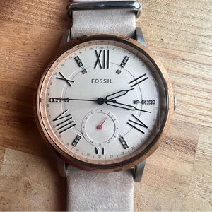 Fossil gazer ladies rose gold tone blush pink fashion watch NEW BATTERY